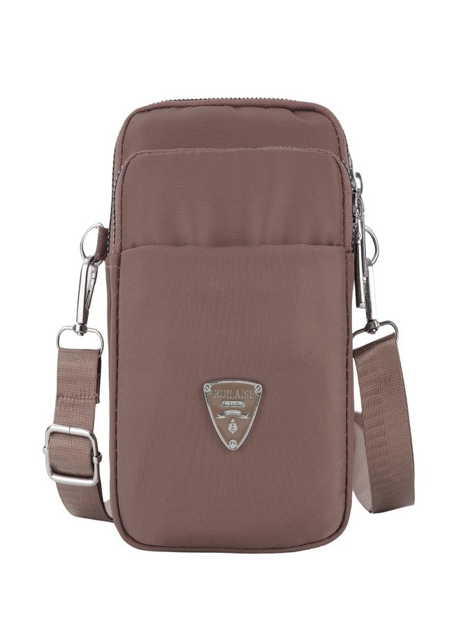 حقيبة هاتف كروسبودي متعددة الجيوب من BAG IN ENTERPRISE للنساء - حقيبة أنيقة صغيرة الحجم بسحاب وحزام قابل للتعديل، 8 ألوان عصرية للاستخدام اليومي (وردي فاتح) - Image 1